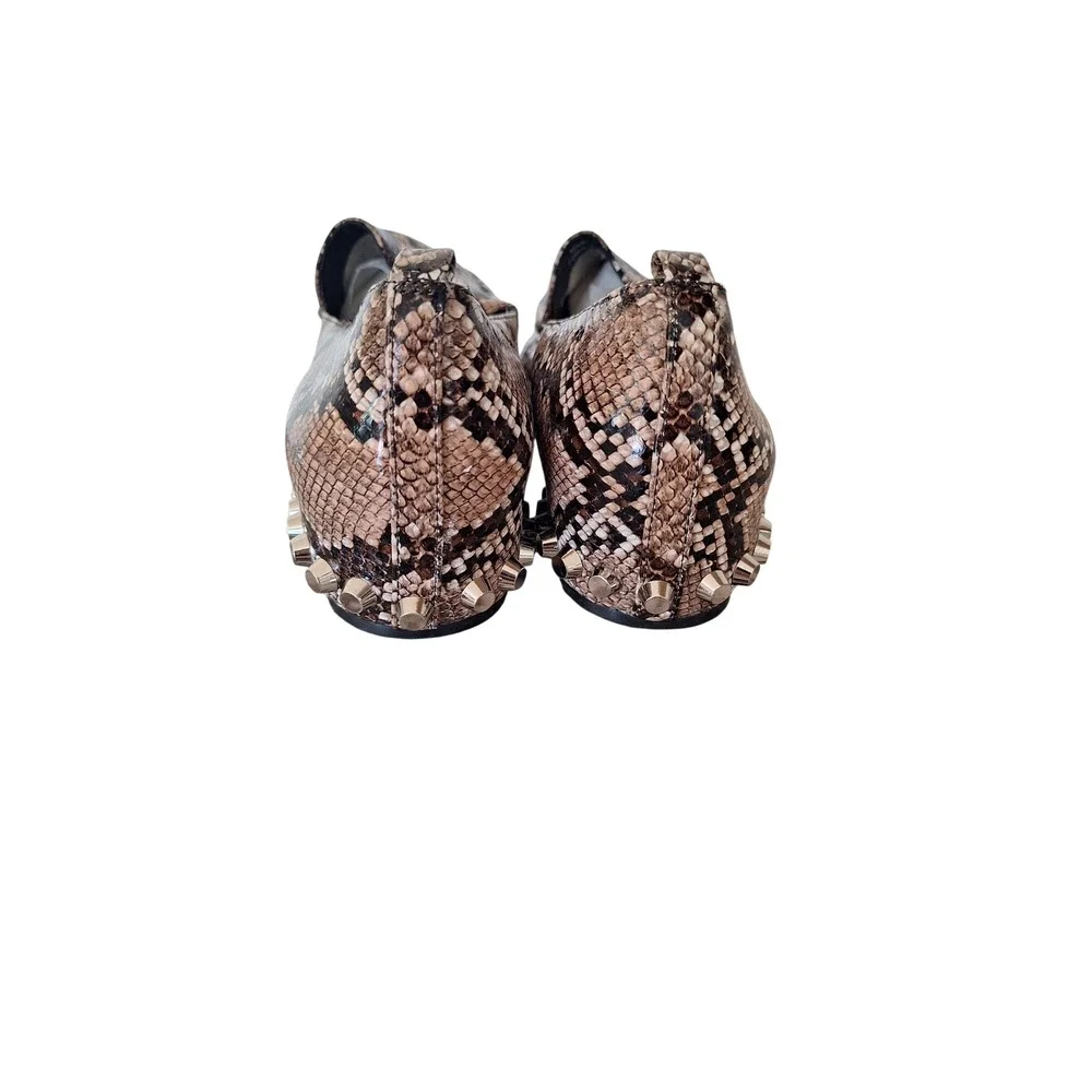 Jeffrey Campbell Snakeskin Studded Pointed Toe Loafers Brown Black Mens 8M